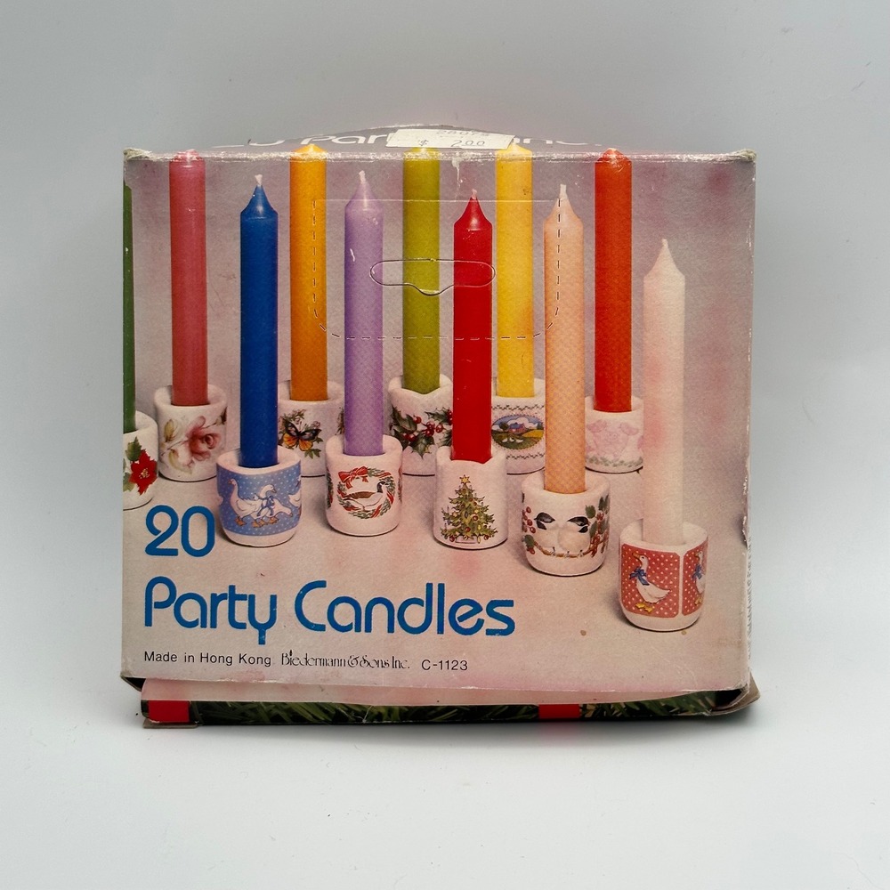 Vintage Biedermann & Sons Red Tree Candles Set of 20 Chime Candles 4 Inch
